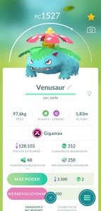 Venusaur con factor Gigamax en normal.