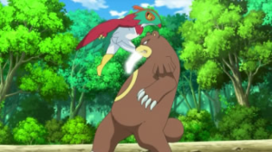 Hawlucha usando patada salto alta.