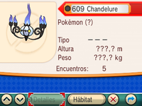 Entrada de un Pokémon avistado; al número se suma el nombre y la imagen del Pokémon.