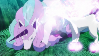 Ponyta de Galar salvaje usando pulso cura.