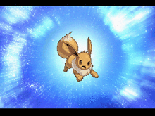 Eevee evolucionando en Flareon