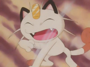 Meowth usando golpes furia.