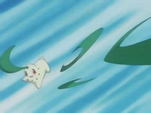 Chikorita usando hoja afilada.