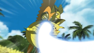 Pikachu usando cola férrea.