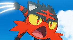 Litten de Ash usando arañazo.