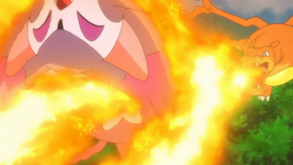 Charizard usando lanzallamas.
