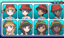 Eligiendo el color de piel y de pelo del jugador en Pokémon Ultrasol y Pokémon Ultraluna.