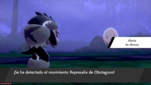 Alerta de Munna detectando Represalia de Obstagoon en la octava generación.