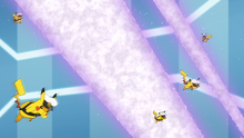 Capitán Pikachu usando Doble Equipo.