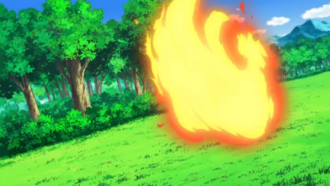 Infernape usando rueda fuego.