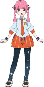 Coral con el uniforme de la Academia Naranja.