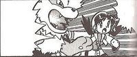 Arcanine de Crystal/Arcanine de Cristal usando Brasas/Ascuas.