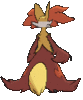 Imagen posterior de Delphox en Pokémon X, Pokémon Y, Pokémon Rubí Omega, Pokémon Zafiro Alfa, Pokémon Sol, Pokémon Luna, Pokémon Ultrasol y Pokémon Ultraluna