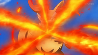 Braixen de Serena usando llamarada.
