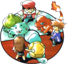 Ilustración de Rojo, Verde y Azul de la guía de Pokémon Rojo, Verde y Azul por Ken Sugimori.