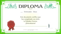 Diploma de completar la Pokédex de Nieves de la Corona.