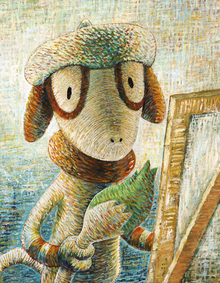 Smeargle inspirado por Autorretrato como pintor, de Pokémon x Museo Van Gogh.