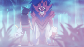 ...Goh se encuentra con el Pokémon legendario Zamazenta