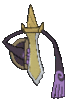 Imagen posterior de Aegislash filo en Pokémon X, Pokémon Y, Pokémon Rubí Omega, Pokémon Zafiro Alfa, Pokémon Sol, Pokémon Luna, Pokémon Ultrasol y Pokémon Ultraluna