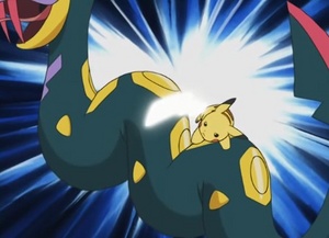Pikachu usando cola férrea.