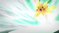 Pikachu saltando para tomar impulso.