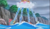 Croconaw usando pistola agua.