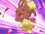 Buneary con sello fiesta en el Concurso Pokémon de Caelestis.