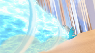 Omastar de un cazador usando pistola agua.