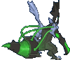 Imagen posterior de Kyurem negro activo variocolor en Pokémon X, Pokémon Y, Pokémon Rubí Omega, Pokémon Zafiro Alfa, Pokémon Sol, Pokémon Luna, Pokémon Ultrasol y Pokémon Ultraluna