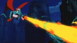 Salamence usando lanzallamas.