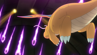Dragonite de Ash usando cometa draco.