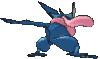 Imagen posterior de Greninja en Pokémon X, Pokémon Y, Pokémon Rubí Omega, Pokémon Zafiro Alfa, Pokémon Sol, Pokémon Luna, Pokémon Ultrasol y Pokémon Ultraluna