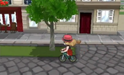 Serena montando bicicleta.