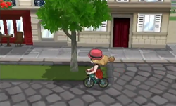 Serena montando en bicicleta.