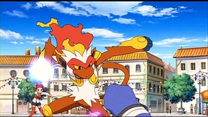 Infernape usando ultrapuño.