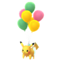 Pikachu Vuelo con globos verdes GO.png