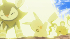 Dedenne usando impactrueno.