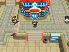 Vista del Centro Pokémon en Pokémon Blanco.