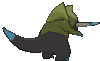 Imagen posterior de Fraxure variocolor en Pokémon X, Pokémon Y, Pokémon Rubí Omega, Pokémon Zafiro Alfa, Pokémon Sol, Pokémon Luna, Pokémon Ultrasol y Pokémon Ultraluna