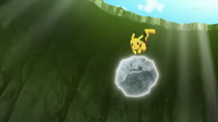 Pikachu usando trepa tumba de rocas/salto.