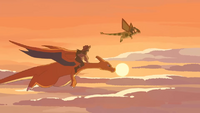 Charizard y Flygon volando.