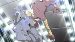 Hitmonlee usando patada salto alta.