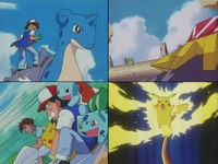 Pikachu de Ash usando rayo en un flashback del EP110.
