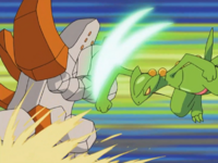 Sceptile de Ash usando hoja aguda.