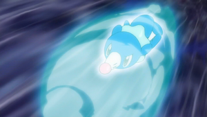 Popplio de Lana/Nereida usando hidrovórtice abisal.