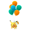 Pikachu Vuelo con globos naranja