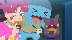 Jessie y Morpeko comiendo Galletas Lava.