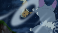 Eevee de Chloe usando tacleada/placaje.