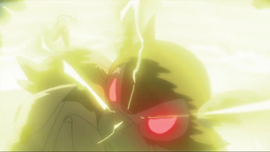 Luxio usando colmillo rayo.