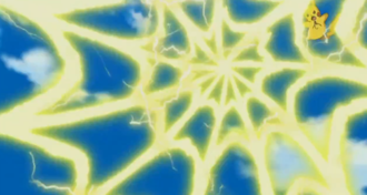 Pikachu de Ash usando Electrotela.